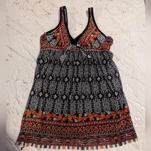 Floral One Piece Swim Suit Short With Skirt